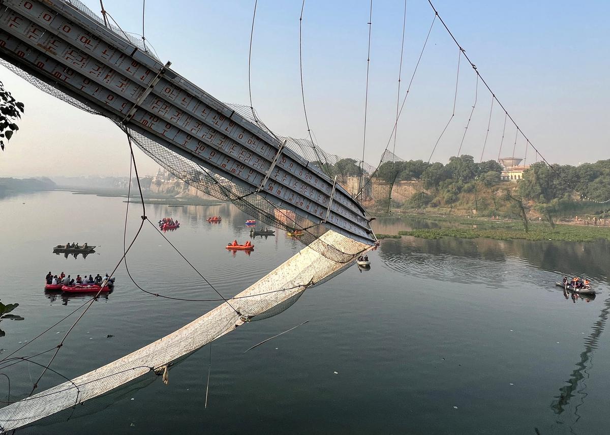 The renovation of the rickety bridge, hailed by the Gujarat government as ‘a technological wonder’, was entrusted to a company famous for making electrical home appliances. The head of Morbi’s civic body alleged that the bridge was opened without fit